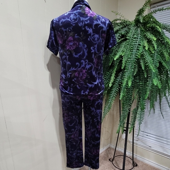 VTG California Dynasty Purple Floral Pajamas Set Women’s Sz M - Picture 2 of 15